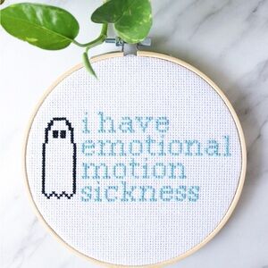 Embroidered Wall Art with Ghost Design